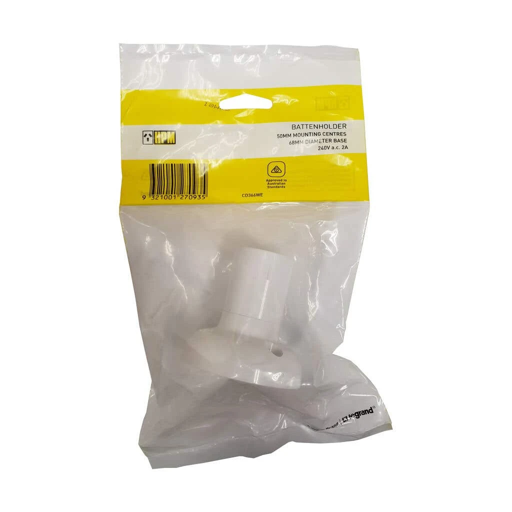 HPM Batten Holder Standard White 2 HPM Batten Holder Standard White - Image 2