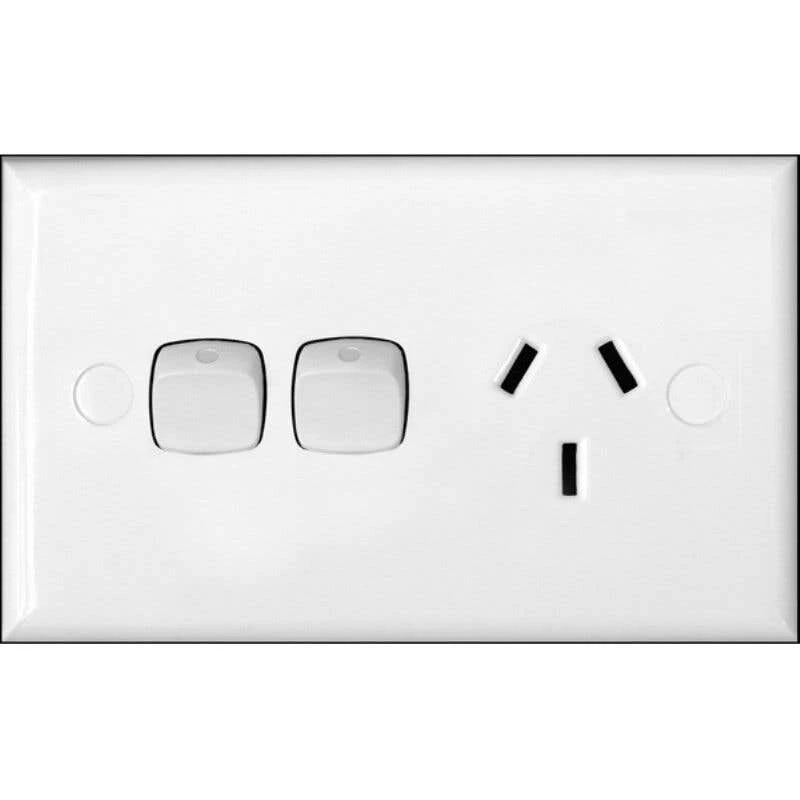 HPM 10A Single Powerpoint With Extra Switch White 1 HPM 10A Single Powerpoint With Extra Switch White