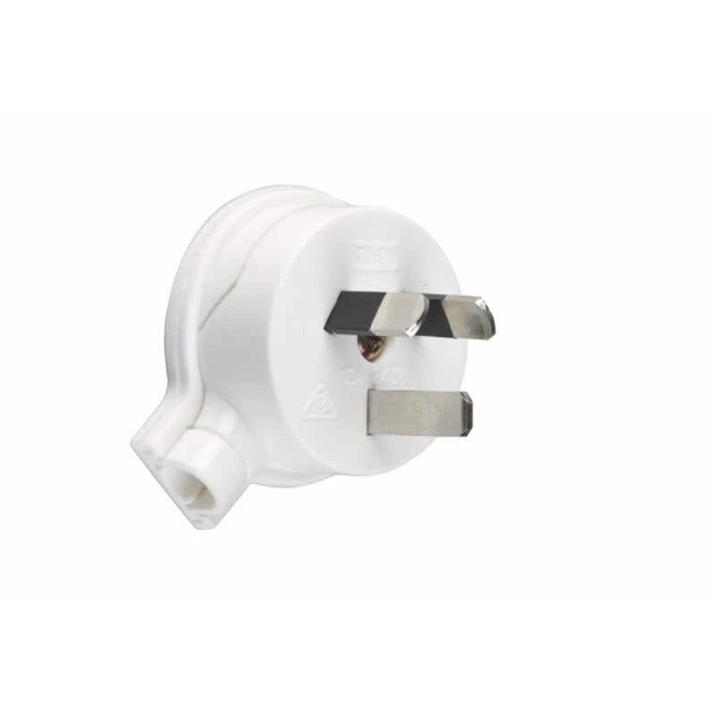 HPM PVC 10A 3 Pin Plug Top Side Entry White 1 HPM PVC 10A 3 Pin Plug Top Side Entry White