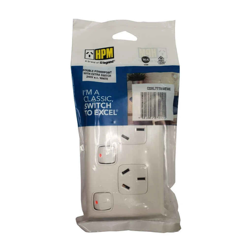 HPM Excel Double Powerpoint With Extra Switch White 2 HPM Excel Double Powerpoint With Extra Switch White - Image 2