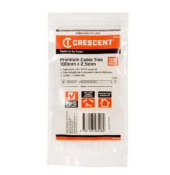 Crescent Cable Ties Natural 100mm X 2.5mm - 100 Pack