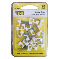 HPM Electrical Cable Clip Flat White - 20 Pack