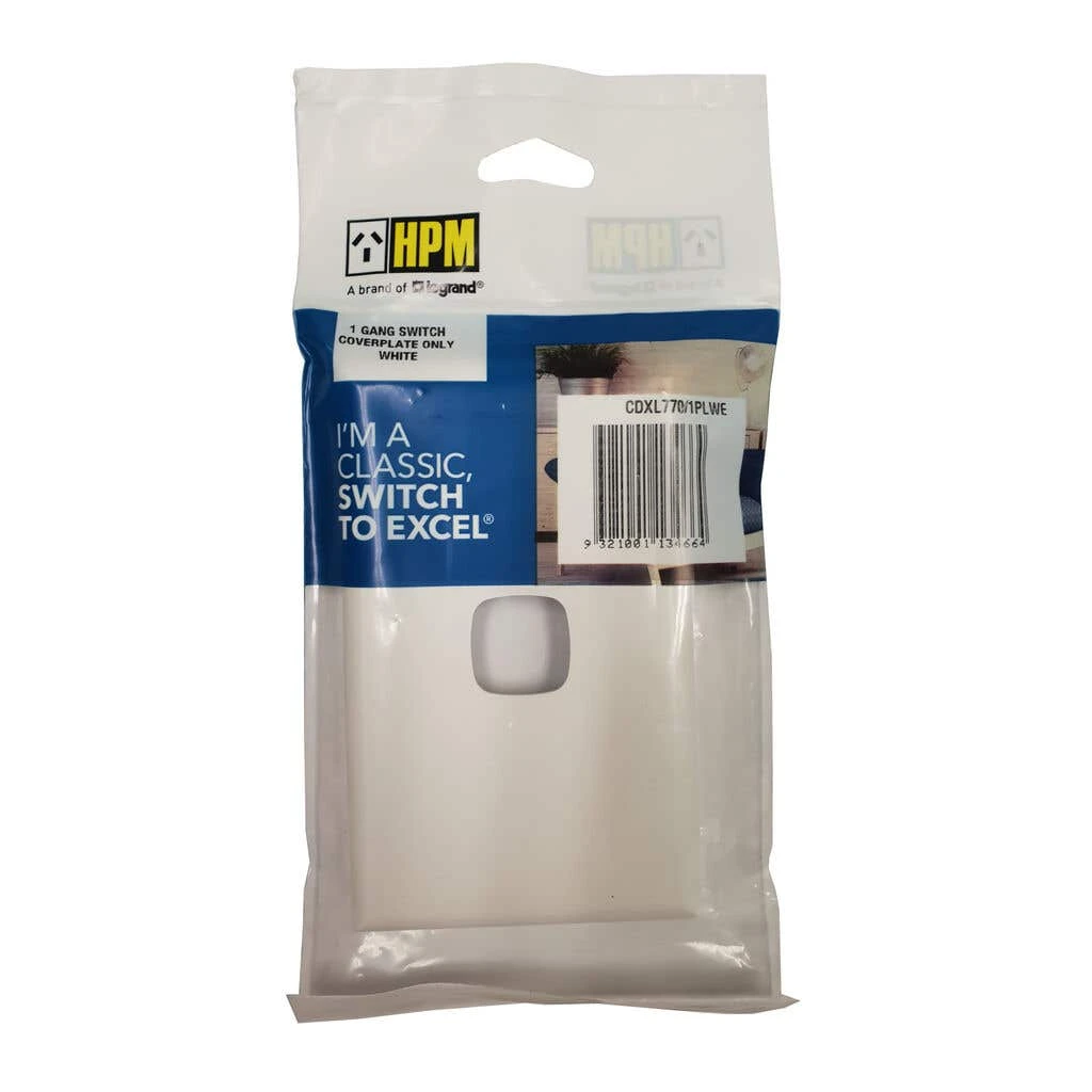 HPM Excel Single Light Switch Coverplate 1 Gang White 2 HPM Excel Single Light Switch Coverplate 1 Gang White - Image 2