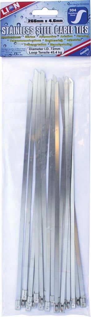 Lion Cable Tie Stainless Steel 266 X 4.6mm - 20 Pack 1 Lion Cable Tie Stainless Steel 266 X 4.6mm - 20 Pack