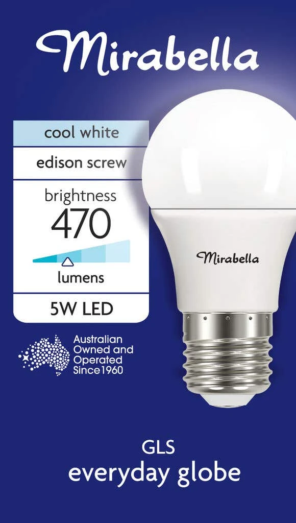 Mirabella LED GLS Globe Edison Screw Cool White 5W 2 Mirabella LED GLS Globe Edison Screw Cool White 5W - Image 2