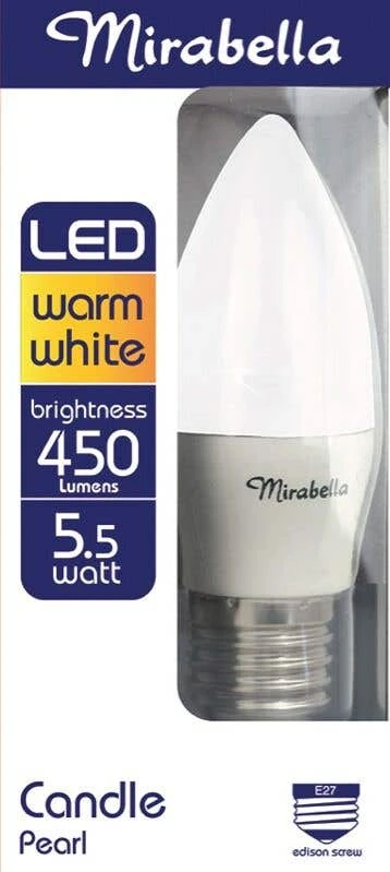 Mirabella LED Candle Globe 5.5W ES Warm White 1 Mirabella LED Candle Globe 5.5W ES Warm White