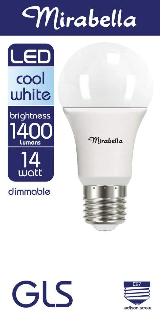 Mirabella 14W LED GLS Globe Edison Screw Dimmable Cool White 2 Mirabella 14W LED GLS Globe Edison Screw Dimmable Cool White - Image 2