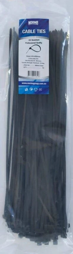 Norma Cable Tie Heavy Black 4.8 X 400mm - 100 Pack