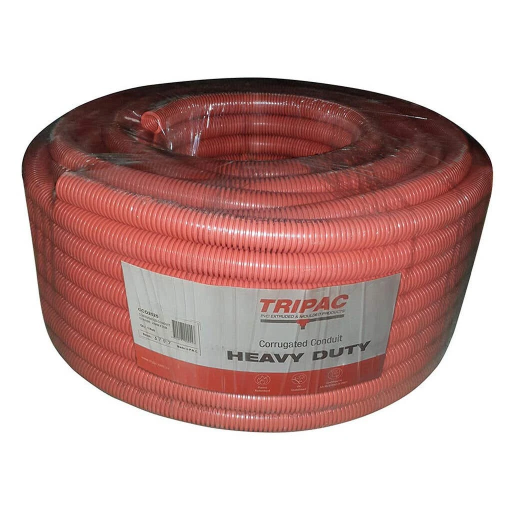 Tripac Corrugated Conduit Heavy Duty Orange 25mm X 25m 1 Tripac Corrugated Conduit Heavy Duty Orange 25mm X 25m