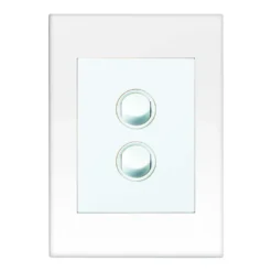 HPM VIVO 10Amp Vertical Rocker Switch Plate 2 Gang White