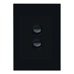 HPM VIVO 10Amp Vertical Rocker Switch Plate 2 Gang Grey