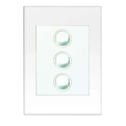 HPM VIVO 10Amp Vertical Rocker Switch Plate 3 Gang White