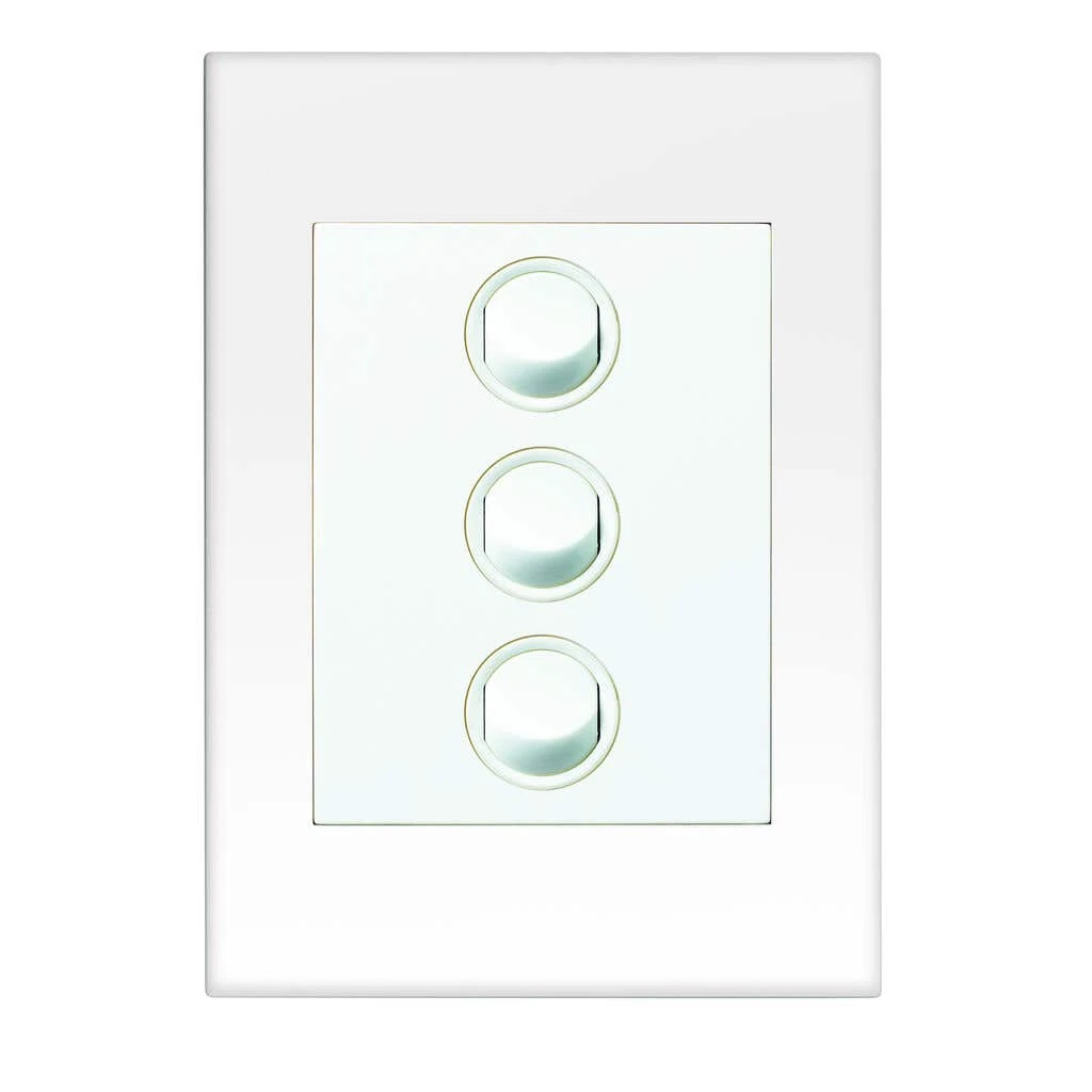 HPM VIVO 10Amp Vertical Rocker Switch Plate 3 Gang White 1 HPM VIVO 10Amp Vertical Rocker Switch Plate 3 Gang White