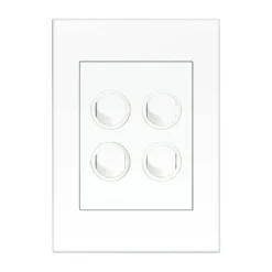 HPM VIVO 10Amp Vertical Rocker Switch Plate 4 Gang White