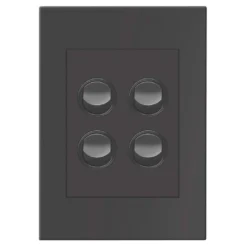 HPM VIVO 10Amp Vertical Rocker Switch Plate 4 Gang Grey