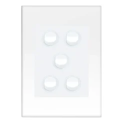 HPM VIVO 10Amp Vertical Rocker Switch Plate 5 Gang White