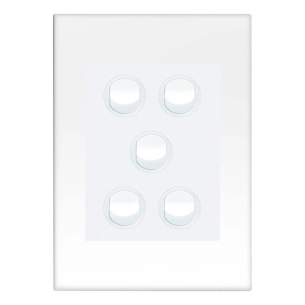 HPM VIVO 10Amp Vertical Rocker Switch Plate 5 Gang White 1 HPM VIVO 10Amp Vertical Rocker Switch Plate 5 Gang White