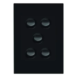 HPM VIVO 10Amp Vertical Rocker Switch Plate 5 Gang Grey