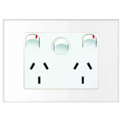 HPM VIVO 10Amp Horizontal Double Powerpoint With Switch White