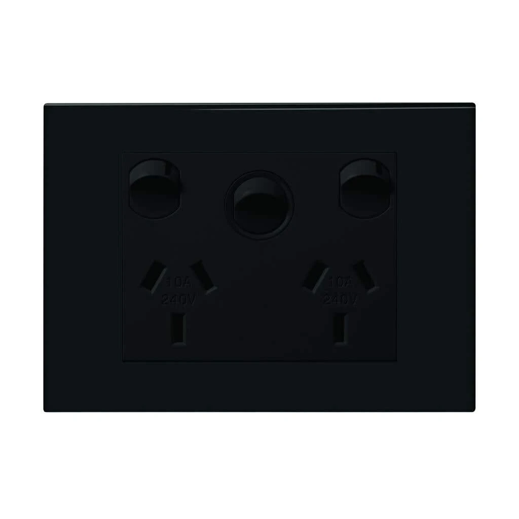 HPM VIVO 10A Horizontal Double Powerpoint With Switch Grey 1 HPM VIVO 10A Horizontal Double Powerpoint With Switch Grey