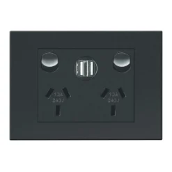 HPM VIVO 10Amp Double Powerpoint With 2 Integrated USB 2.4A Chargers Grey