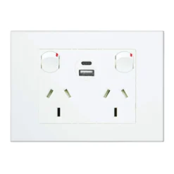 HPM VIVO 10Amp Double Powerpoint With USB 4.8A Type A + C Chargers White