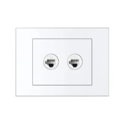 HPM VIVO Cat6 RJ45 Outlet Plate 2 Gang White