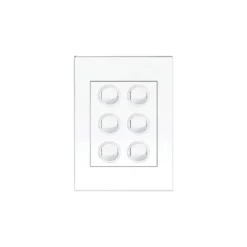 HPM VIVO 10A 240V Vertical Rocker Switch Plate 6 Gang 2 Way White