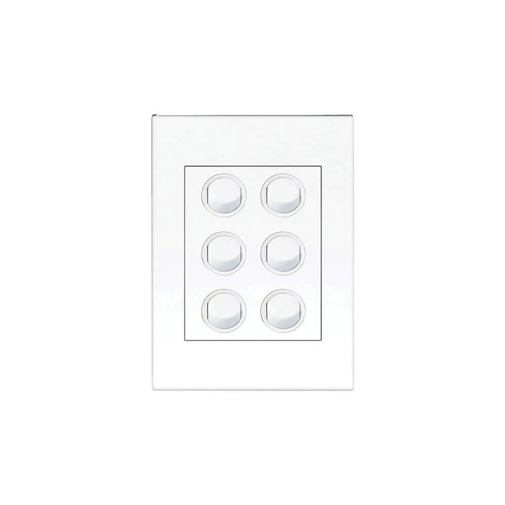 HPM VIVO 10A 240V Vertical Rocker Switch Plate 6 Gang 2 Way White 1 HPM VIVO 10A 240V Vertical Rocker Switch Plate 6 Gang 2 Way White