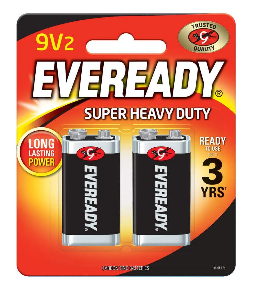 Eveready 9V Super Heavy Duty Black Battery - 2 Pack 1 Eveready 9V Super Heavy Duty Black Battery - 2 Pack