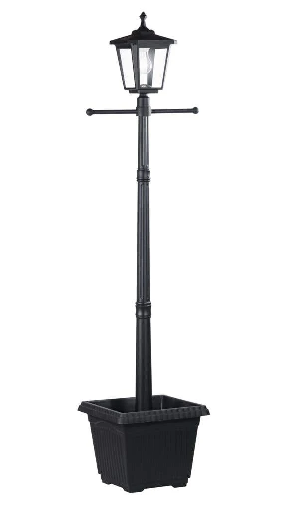Solar Light Post With Square Planter 1 Solar Light Post With Square Planter