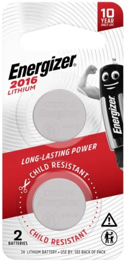 Energizer Battery Coin Lithium ECR2016 BP2