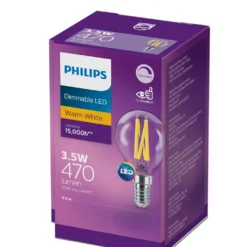 Philips Globe LED Classic Filament Fancy 3.5W SES 470LM Dim Warm White