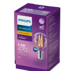 Philips Globe LED Classic Filament Fancy 3.5W SBC 470LM Dim Warm White