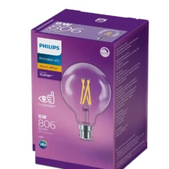 Philips Globe LED Classic Filament G93 6W ES 806LM Dim Warm White
