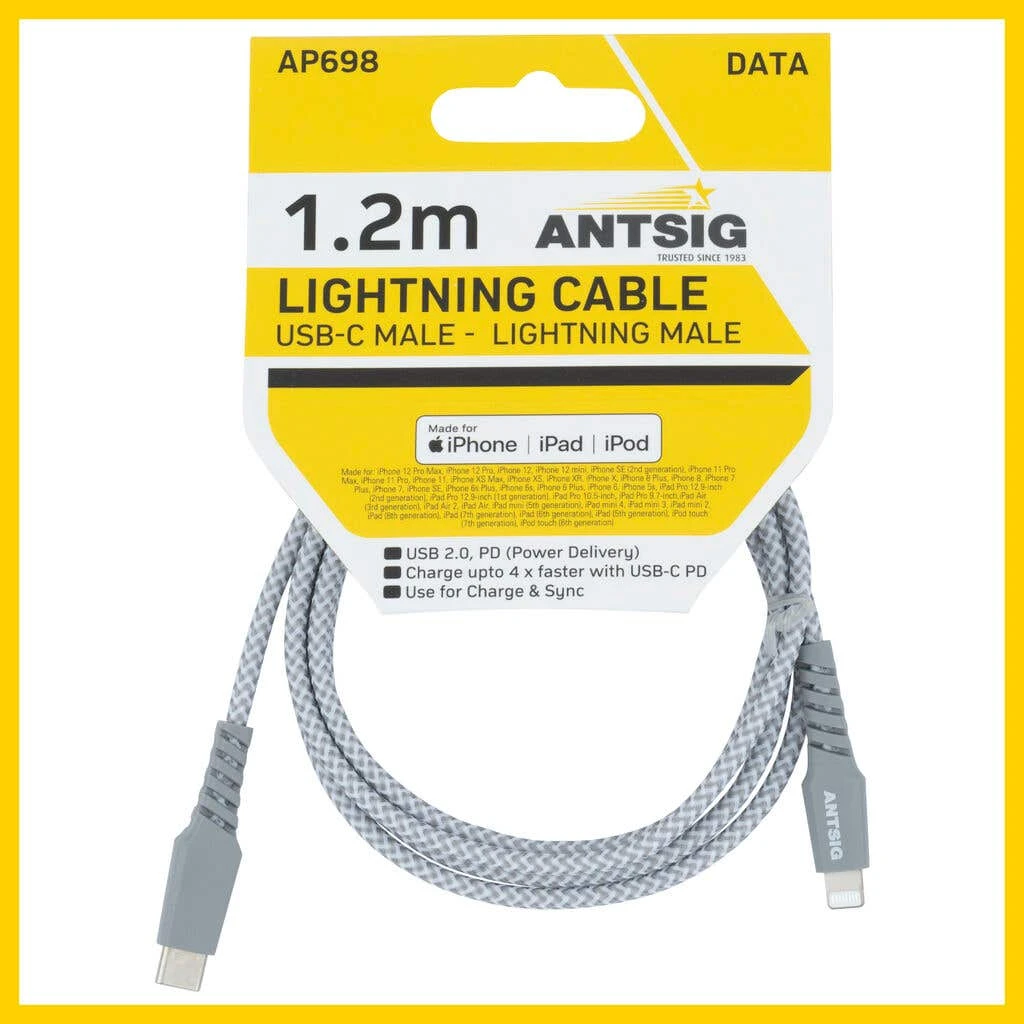 Antsig USB C To Lightning Cable Braided 1.2m 2 Antsig USB C To Lightning Cable Braided 1.2m - Image 2