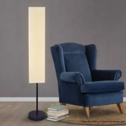 Sarantino Metal Floor Lamp With White Paper Wrinkle Shade Light Stand -Home Lighting 7014798 3