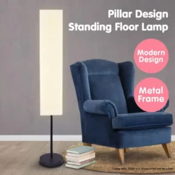 Sarantino Metal Floor Lamp With White Paper Wrinkle Shade Light Stand -Home Lighting 7014798 4