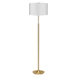 Sarantino Metal Floor Lamp Brushed Brass Finish With White Shade