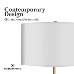 Sarantino Metal Floor Lamp Brushed Brass Finish With White Shade -Home Lighting 7014806 5