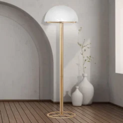 Sarantino Metal Floor Lamp With White Acrylic Shade -Home Lighting 7014814 2 1
