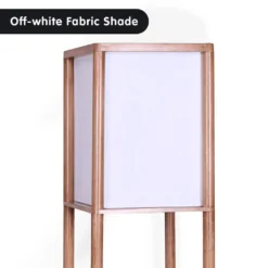 Sarantino Etagere Floor Lamp Off-White Fabric Shade In Wood Finish 8 Sarantino Etagere Floor Lamp Off-White Fabric Shade In Wood Finish -Home Lighting 7014848 2 1