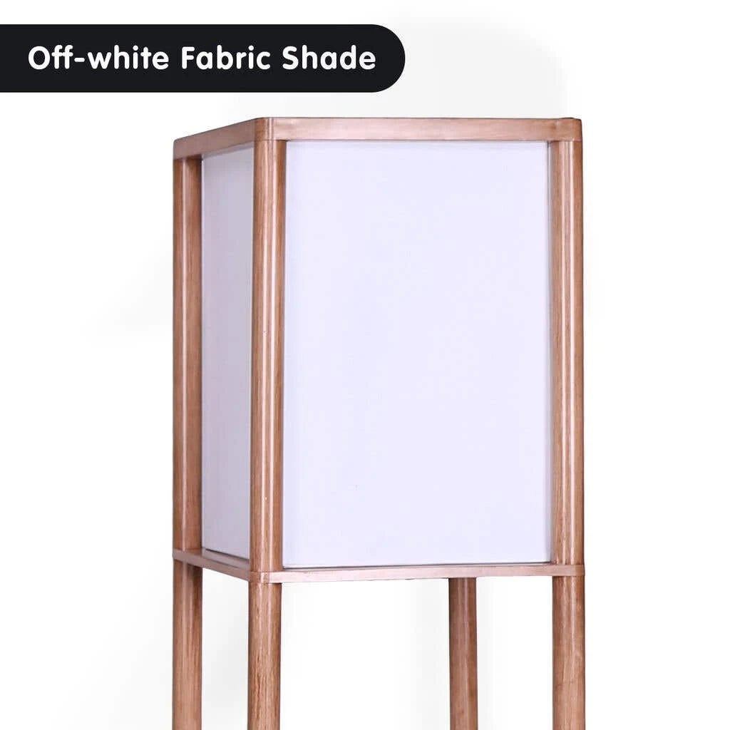 Sarantino Etagere Floor Lamp Off-White Fabric Shade In Wood Finish 3 Sarantino Etagere Floor Lamp Off-White Fabric Shade In Wood Finish - Image 3