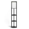 Sarantino Wood Etagere Floor Lamp In Tripod Shape 3 Wooden Shelves