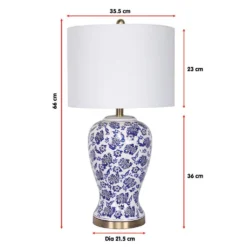 Sarantino Table Lamp Ceramic Floral Base Cotton Drum Shade 7 Sarantino Table Lamp Ceramic Floral Base Cotton Drum Shade -Home Lighting 7014863 2