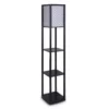 Sarantino Etagere Floor Lamp Diamond Look Fabric Shade Shelves Black