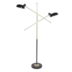 Sarantino Adjustable Two Light Lamp Black & Gold Finish