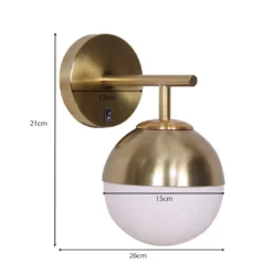 Sarantino Wall Lamp With Gold Metal Base & White Glass Shade 12 Sarantino Wall Lamp With Gold Metal Base & White Glass Shade -Home Lighting 7014897 2