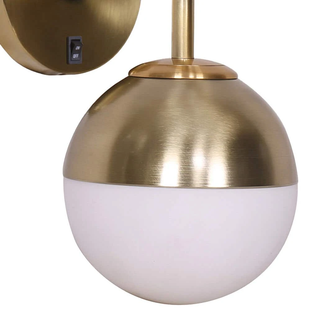 Sarantino Wall Lamp With Gold Metal Base & White Glass Shade 4 Sarantino Wall Lamp With Gold Metal Base & White Glass Shade - Image 4