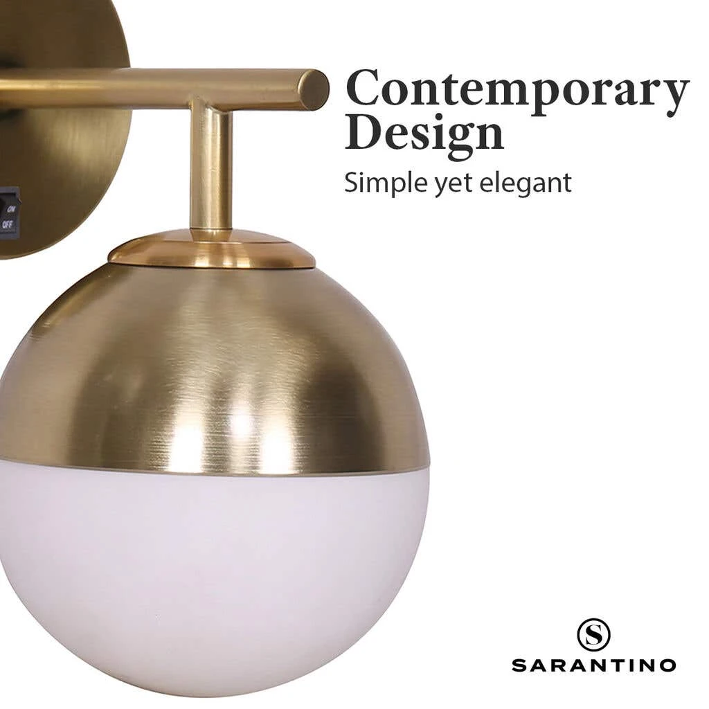 Sarantino Wall Lamp With Gold Metal Base & White Glass Shade 6 Sarantino Wall Lamp With Gold Metal Base & White Glass Shade - Image 6